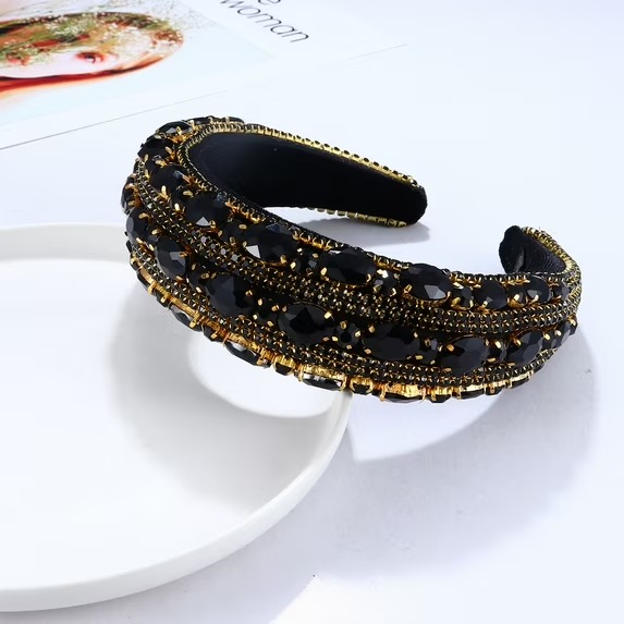 Wide Baroque Rhinestone Padded Headband